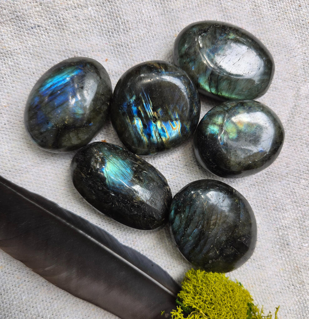 Labradorite Palm Stones from Madagascar Labradorite Palm Stones from Madagascar
