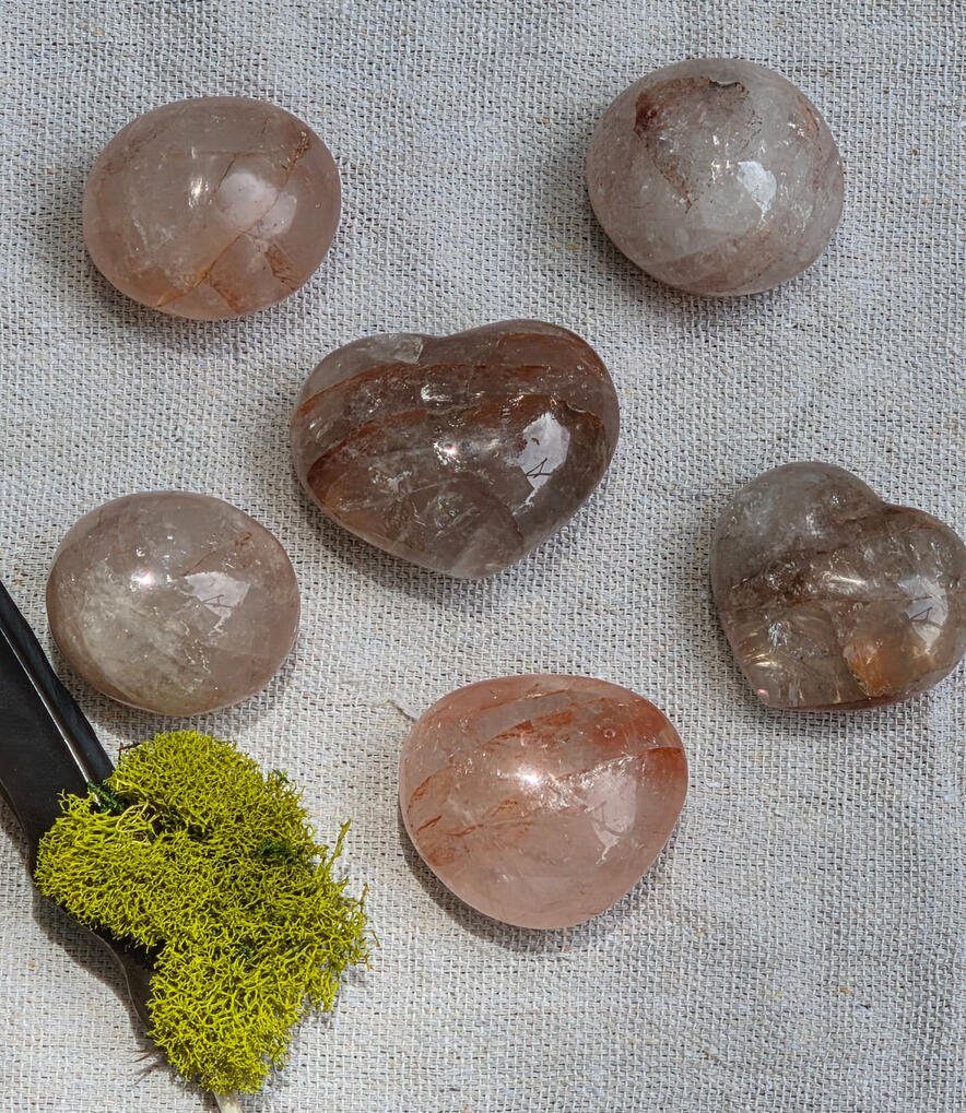 Hematoid Rose Quartz Palm and Hearts Hematoid Rose Quartz Palm and Hearts